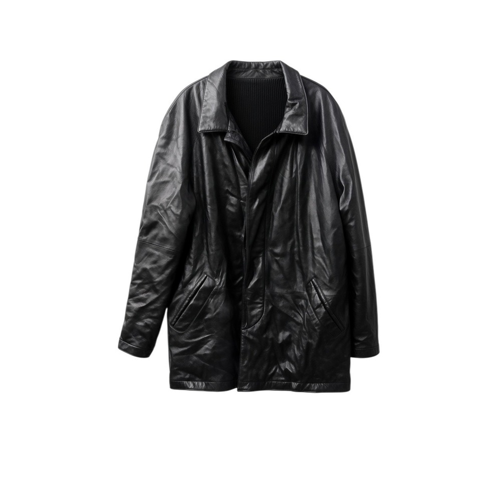 Torras Leather Jacket Mens 48 Black Spain Ribbed Knit Collar Zip Front Coat
